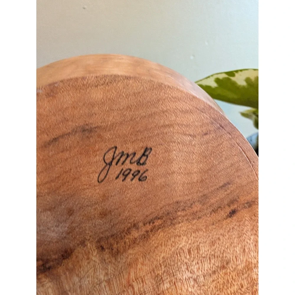 Vintage JMB 1996 Hand Turned Wood Bowl Signed Artisan Studio‎ Craft 6.5 Inch